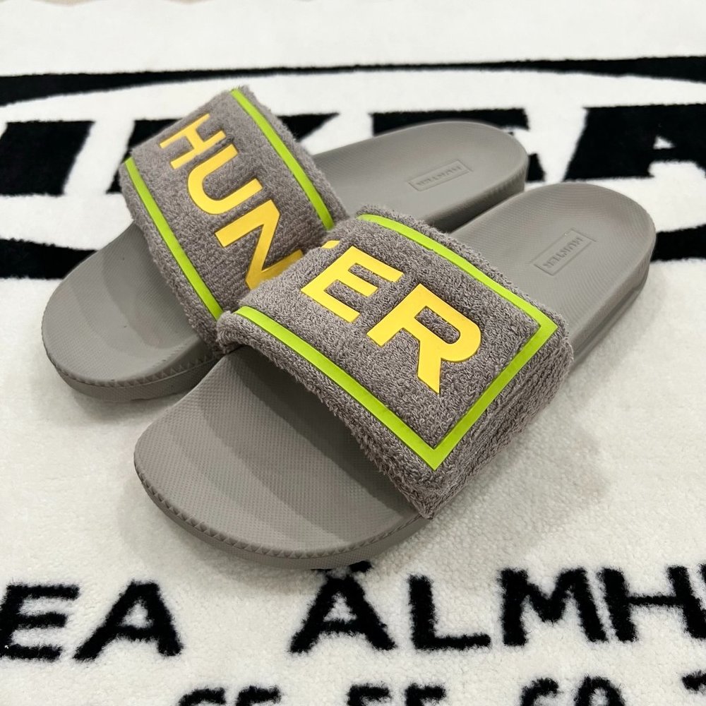 Hunter Terry Towelling Adjustable Strap Pool Slide Sandal - UNISEX